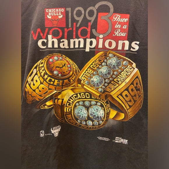 1993 bulls 3 peat championship tee shirt - Picture 2 of 4